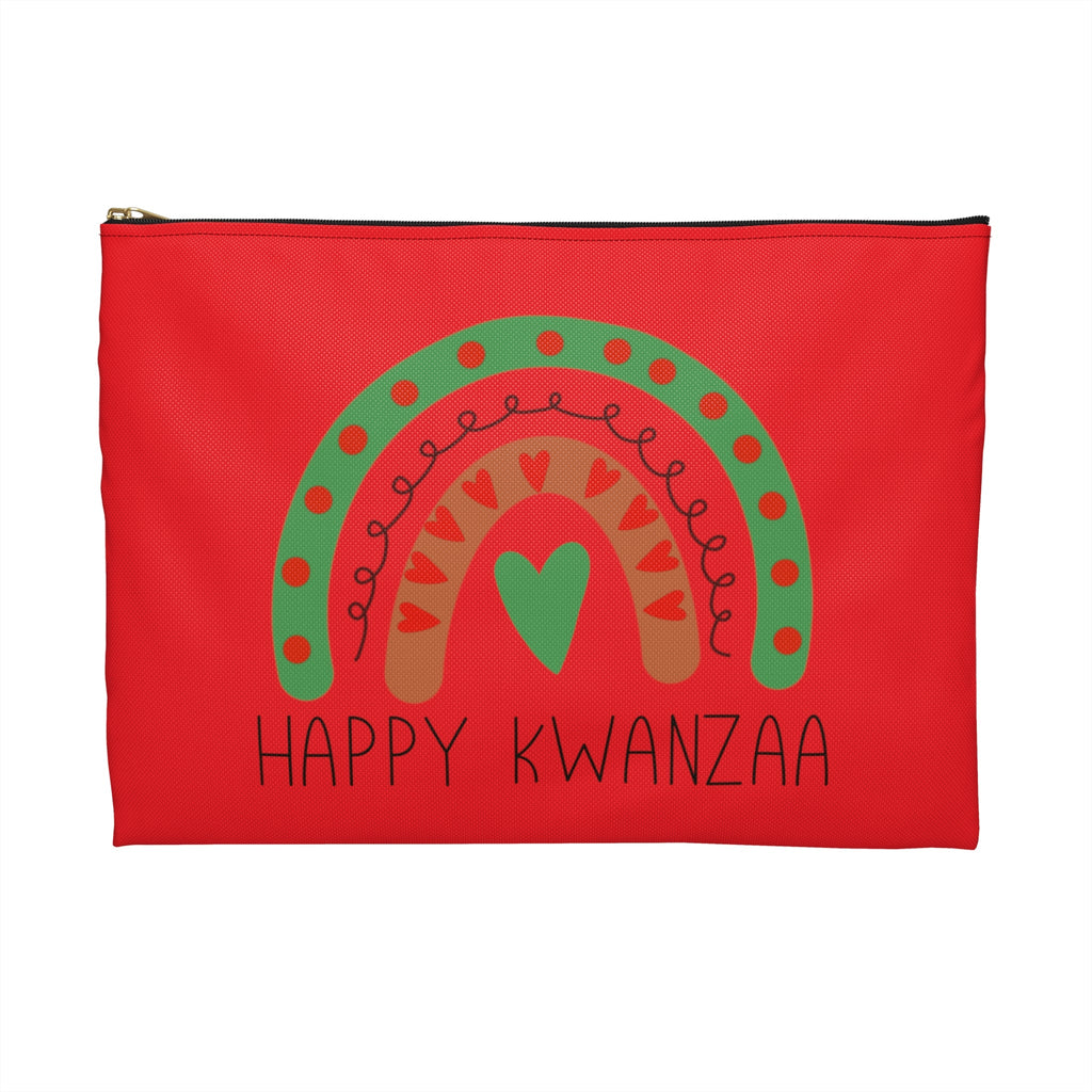 Happy Kwanzaa Rainbow Red Polyester Accessory Pouch Travel Bag
