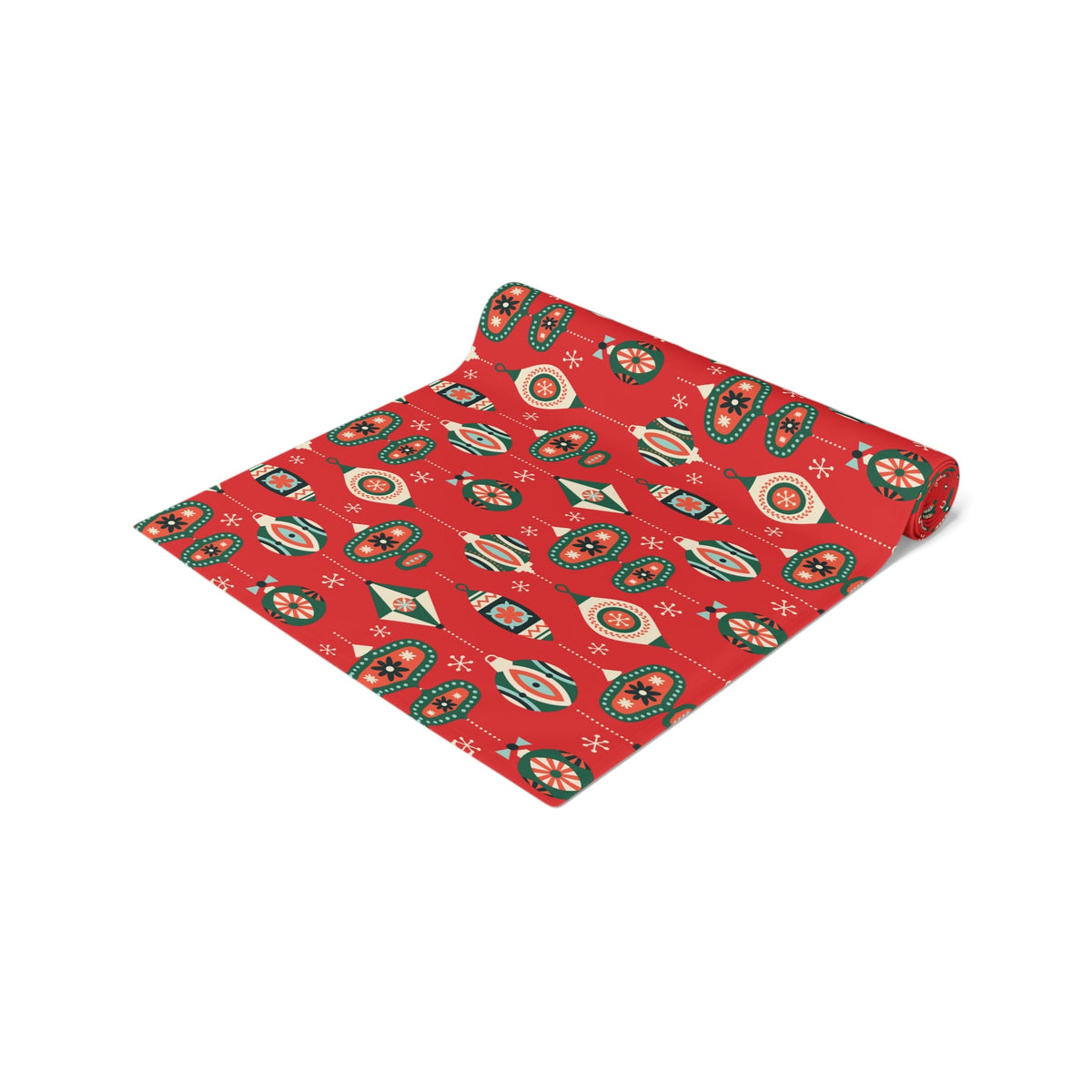 Atomic Christmas Ornaments Mid Century Retro Style Christmas Table Runner