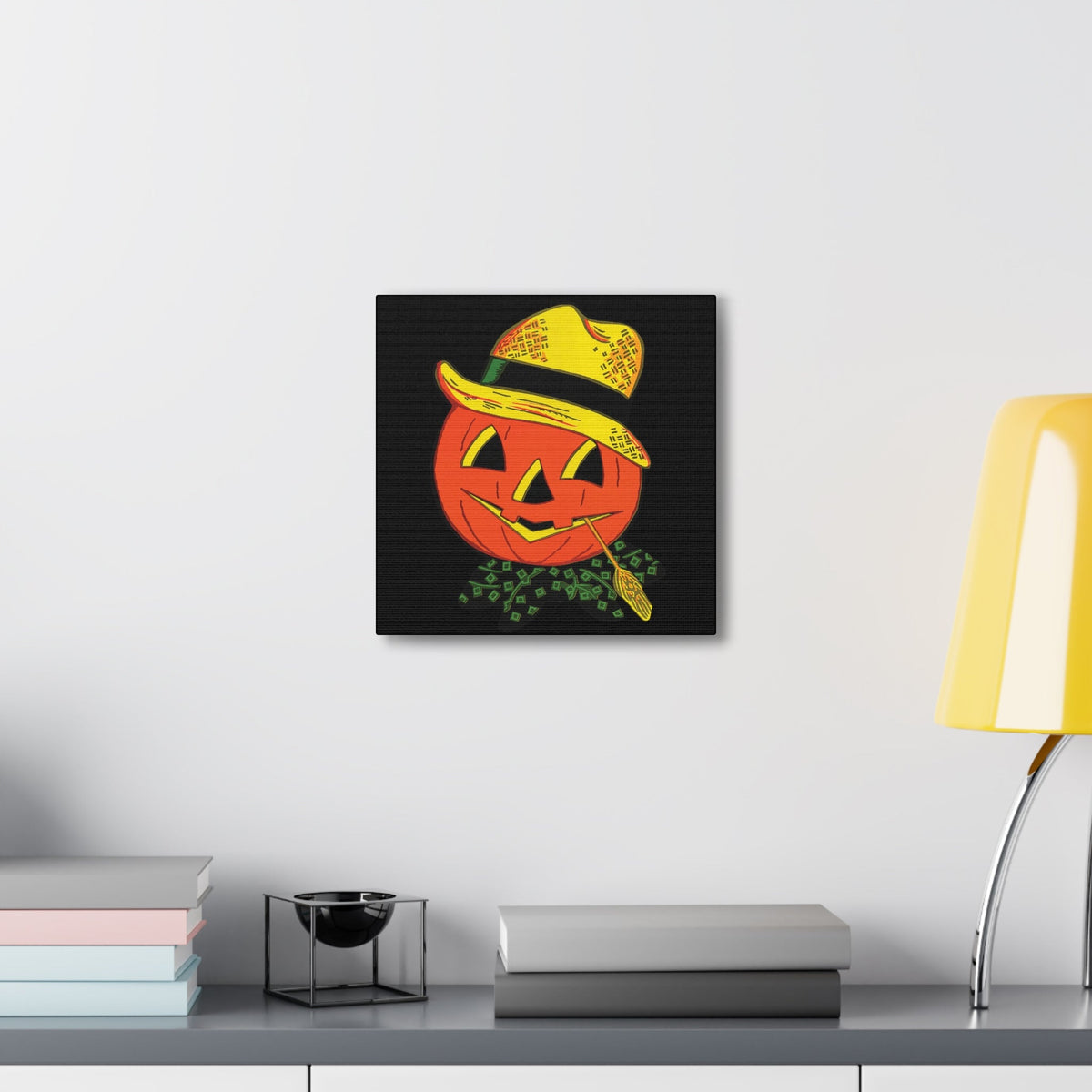 Halloween Scarecrow Retro Halloween Decor Print Canvas Gallery Wrap
