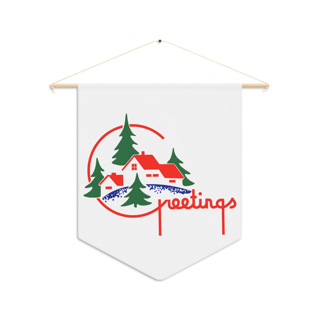 Greetings Retro Christmas Print Wall Hanging Banner Flag