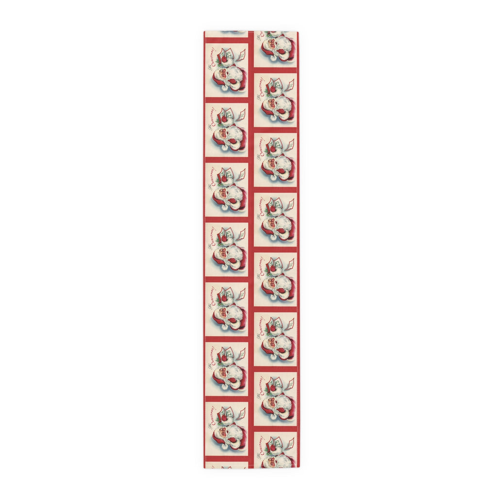 It's Christmas! Santa Calendar Mid Century Retro Christmas Print Home Decor Cotton Poly Table Runner