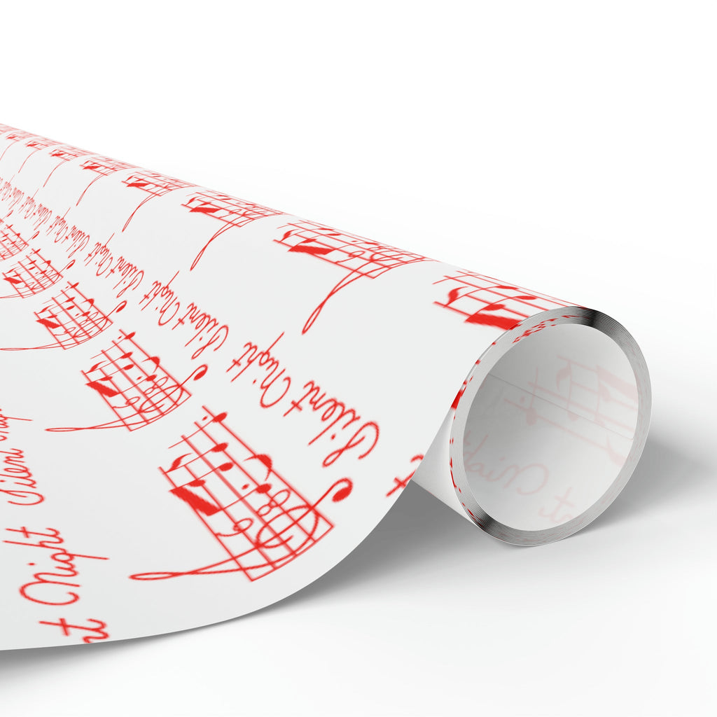 Silent Night Red Sheet Music Mid Century Retro Christmas Print Holiday Gift Wrap Paper - Glossy Or Matte