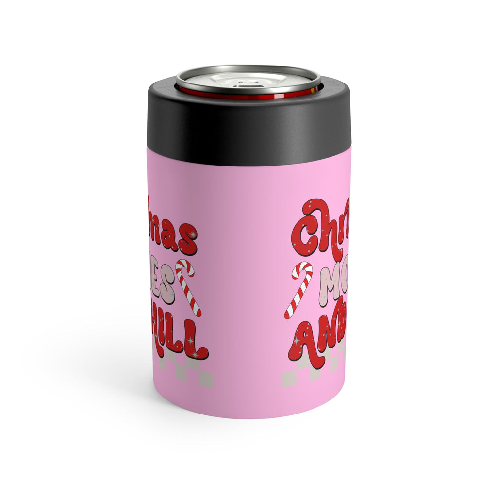 Christmas Movies And Chill Pink Christmas Print Stainless Steel Can Holder
