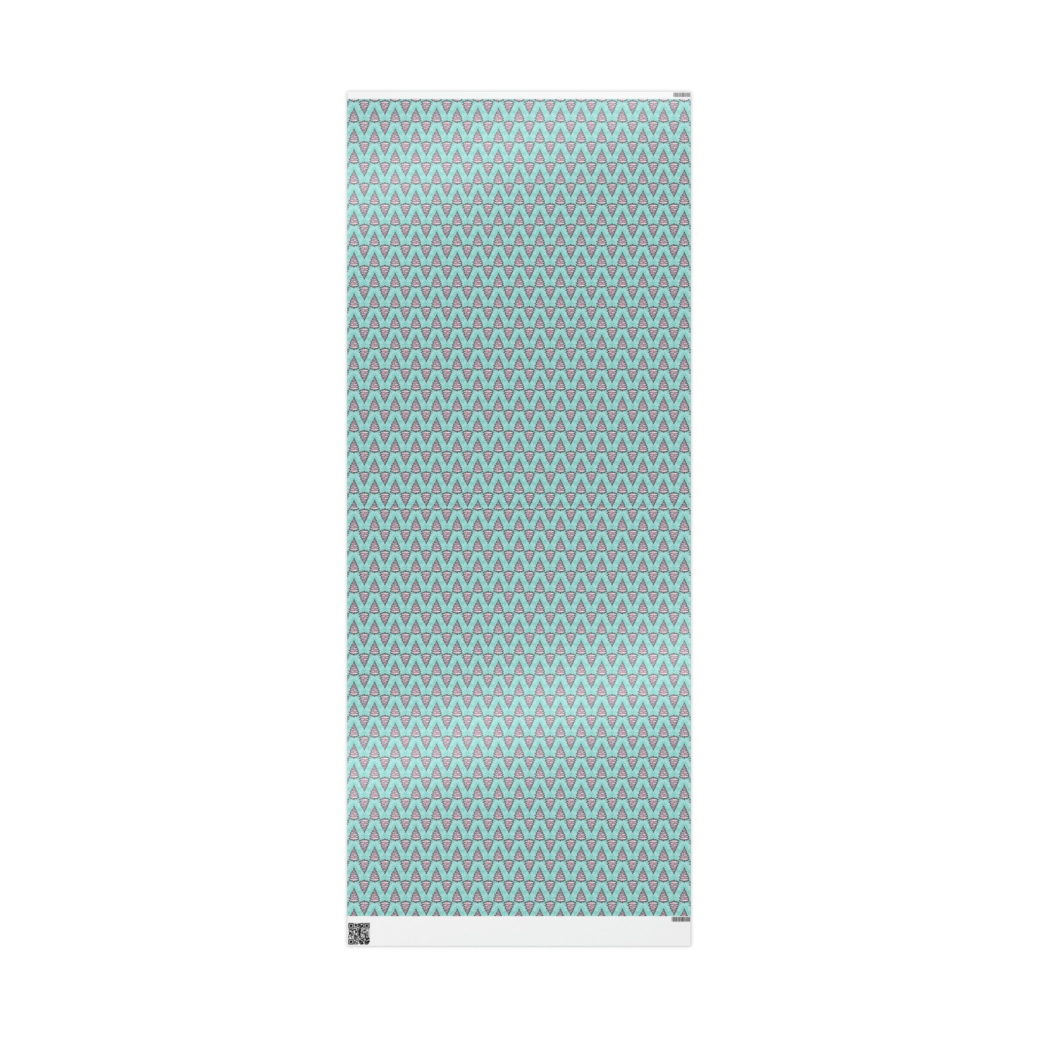 Pastel Pink Christmas Trees Teal Christmas Print Holiday Gift Wrap Paper - Glossy Or Matte