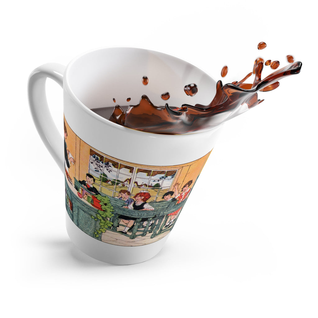 Teacher With Students In Classroom Retro Vintage Print Latte Coffee Mug