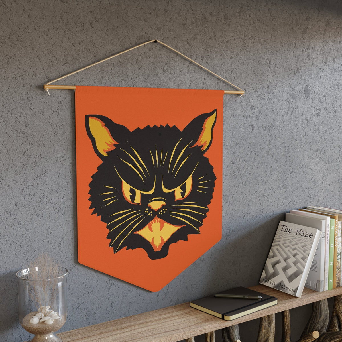 Retro Black Cat Vintage Halloween Wall Hanging Fall Decor Pennant Banner