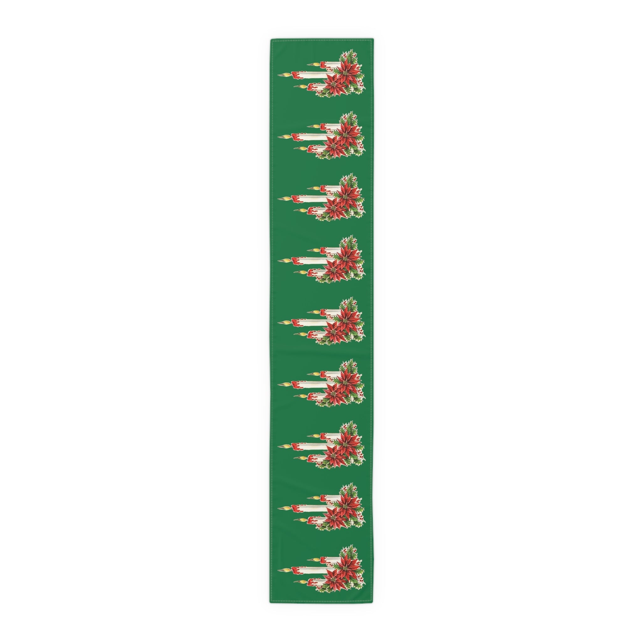 Christmas Candles Retro Christmas Print Home Decor Cotton Poly Table Runner