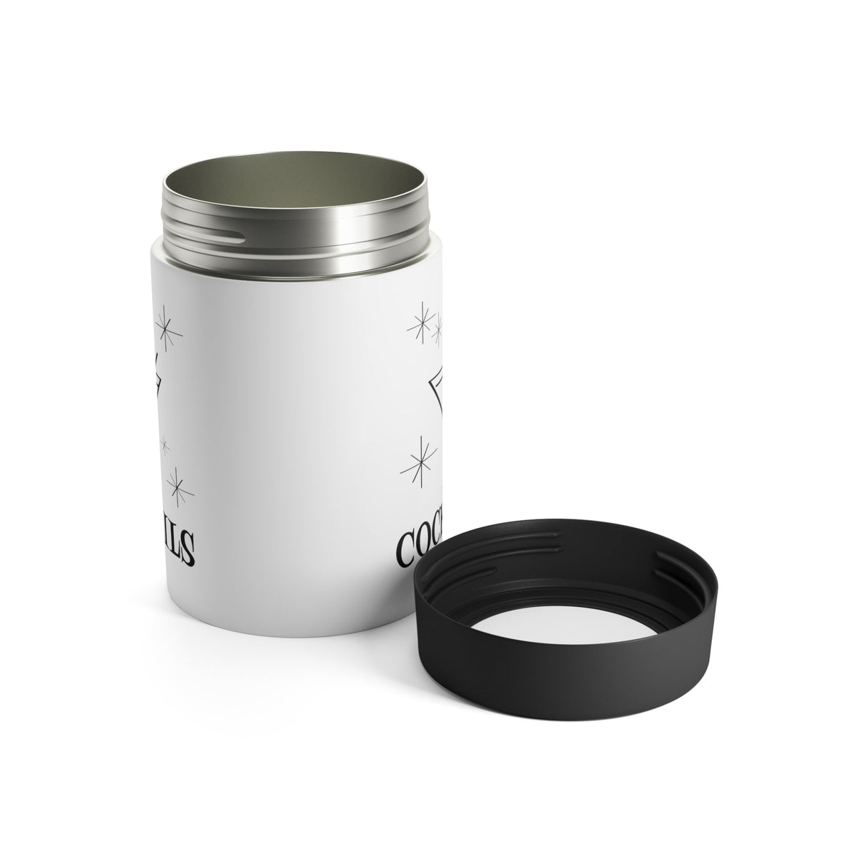 Martini Cocktails Atomic Retro Style Print Lined Stainless Steel Can Holder