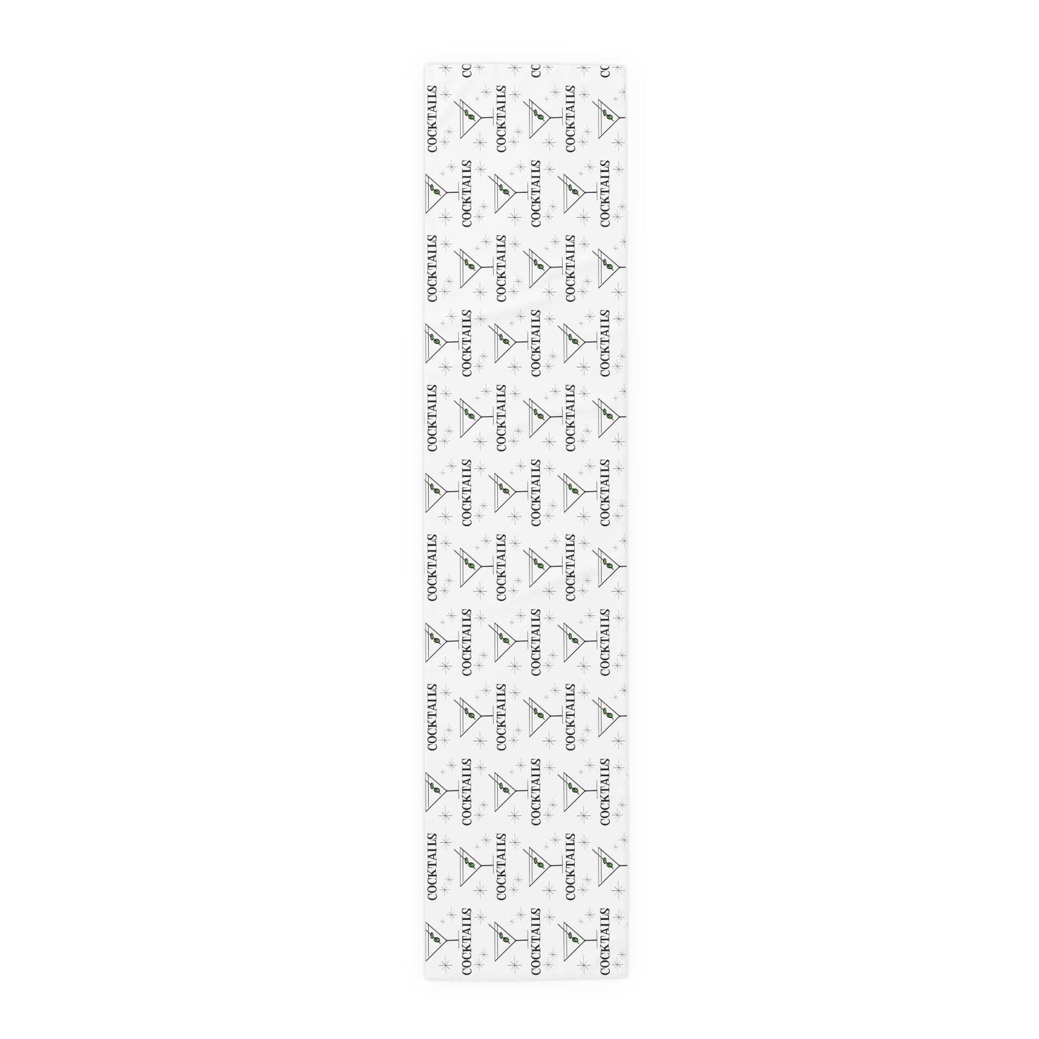 Martini Cocktails Atomic Mid Century Retro Style Print Cotton Poly Table Runner