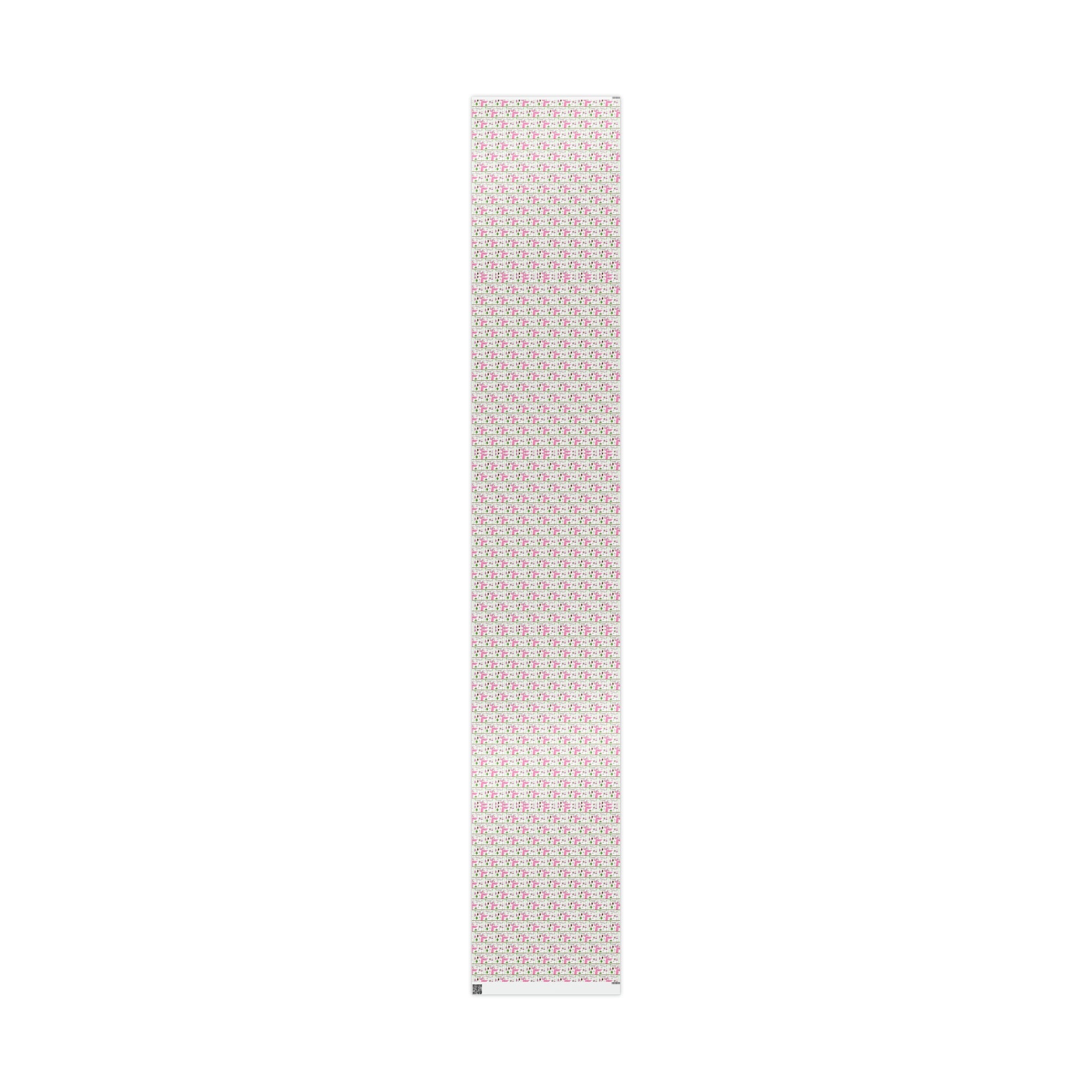 Pink Christmas Reindeer With Ornaments Mid Century Retro Christmas Print Holiday Gift Wrap Paper - Glossy Or Matte