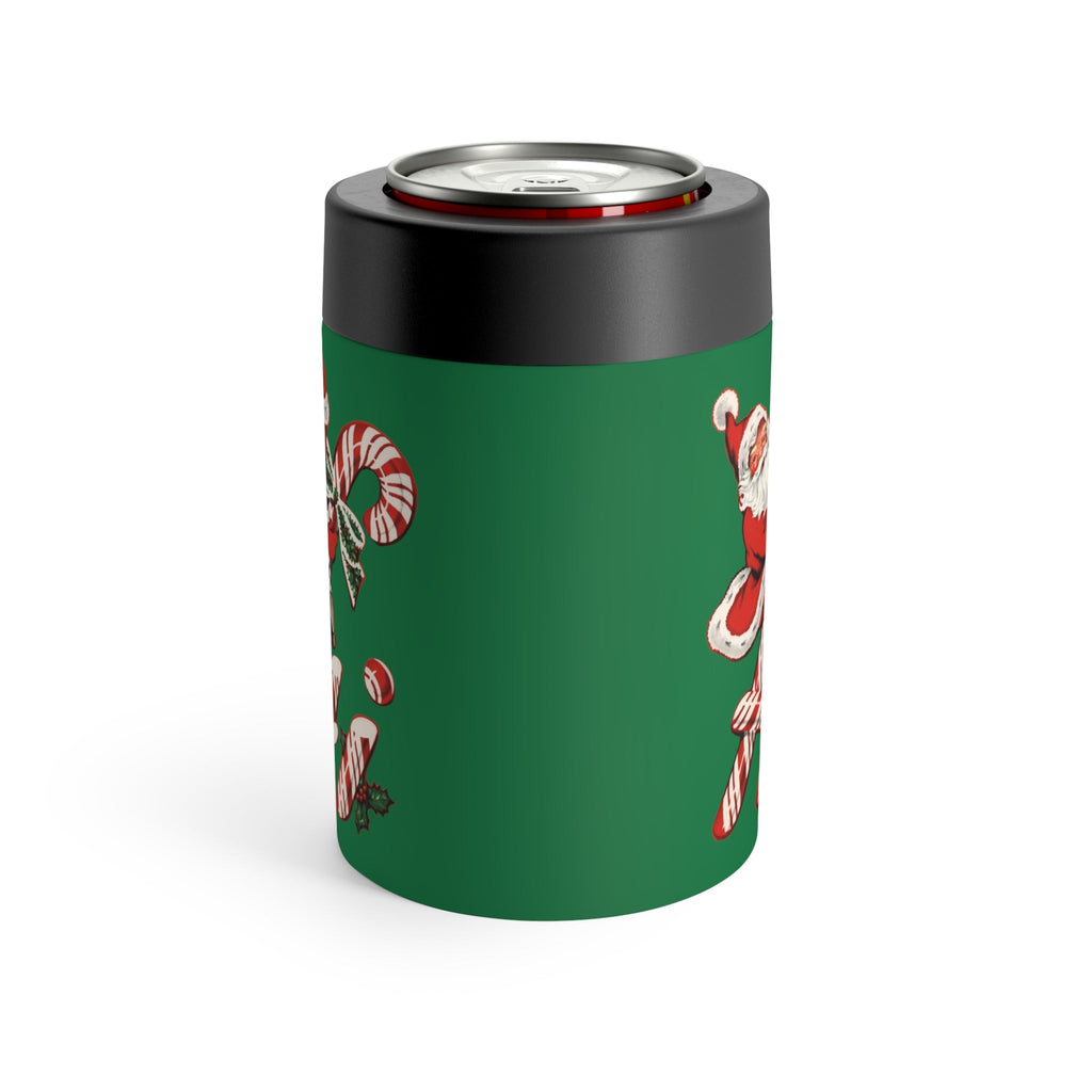 Hi Santa On Candy Cane Mid Century Retro Christmas Print Stainless Steel Can Holder