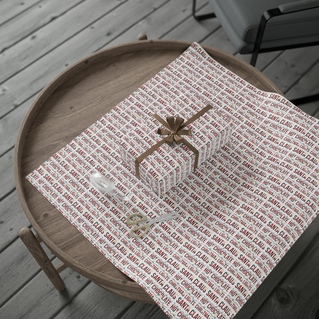 Santa Claus Reindeer Hot Chocolate Movies Christmas Lights Christmas Print Holiday Gift Wrap Paper - Glossy Or Matte