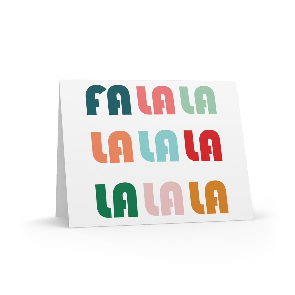 Fa La La La Retro Christmas Style Matte Greeting Cards (8, 16, and 24 pcs)