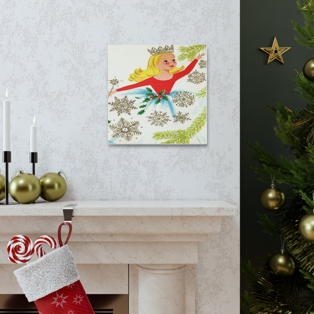 Christmas Fairy 50s Mid Century Retro Christmas Print Canvas Gallery Wrap