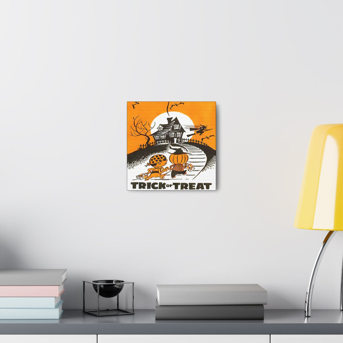 Trick Or Treat Retro Halloween Print Canvas Gallery Wrap