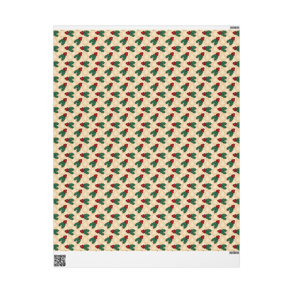 Cute Christmas Holly Trees Winter Christmas Print Holiday Gift Wrap Paper - Glossy Or Matte