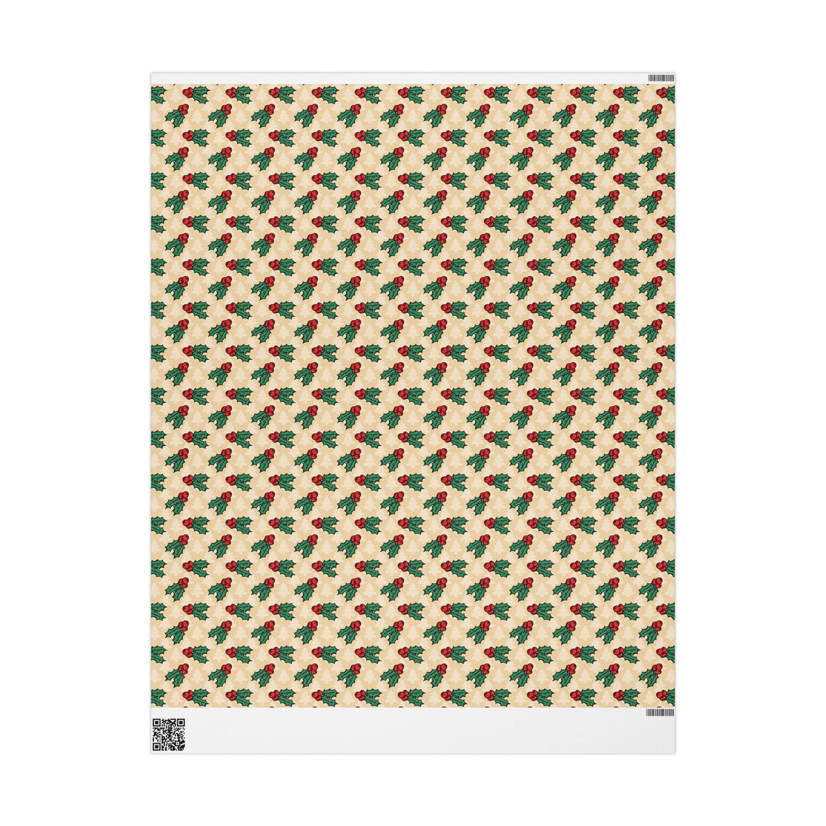 Cute Christmas Holly Trees Winter Christmas Print Holiday Gift Wrap Paper - Glossy Or Matte