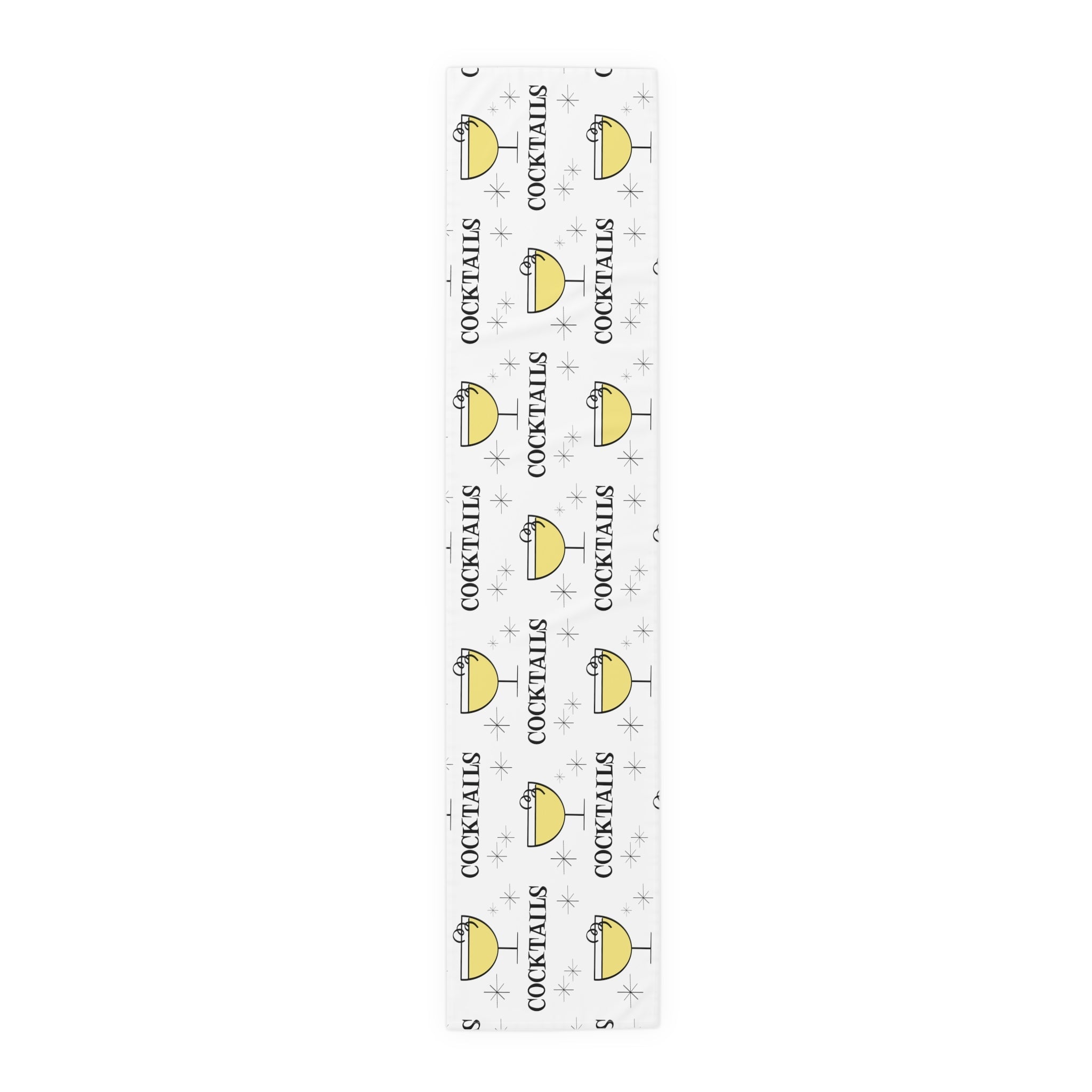 Cocktails Atomic Mid Century Retro Style Cotton Poly Table Runner