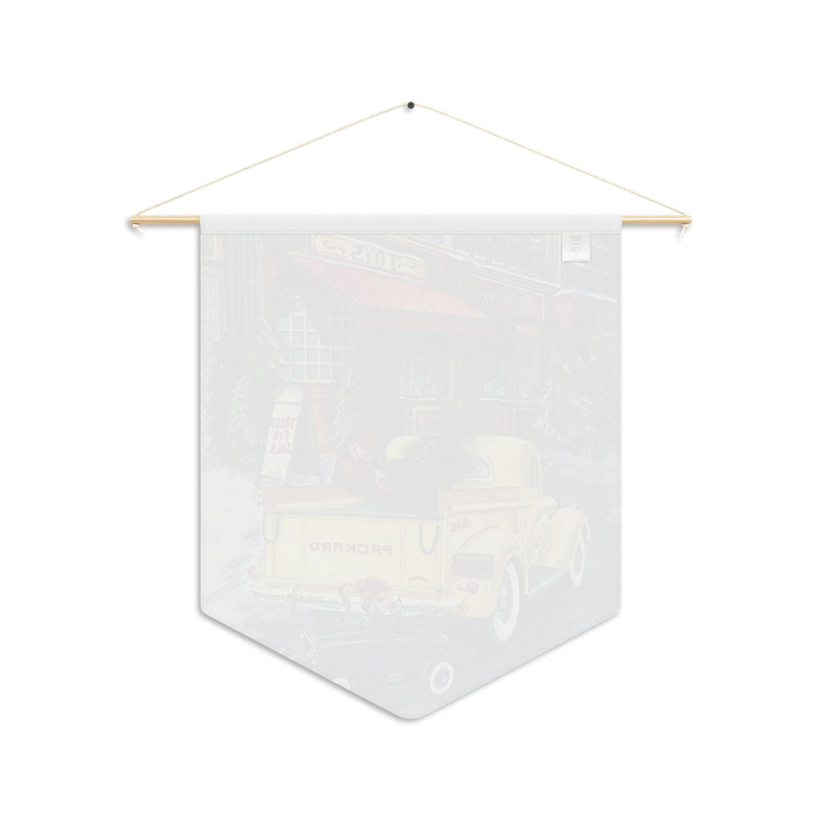 Yellow Christmas Packard Truck With Tree Retro Christmas Print Wall Hanging Banner Flag