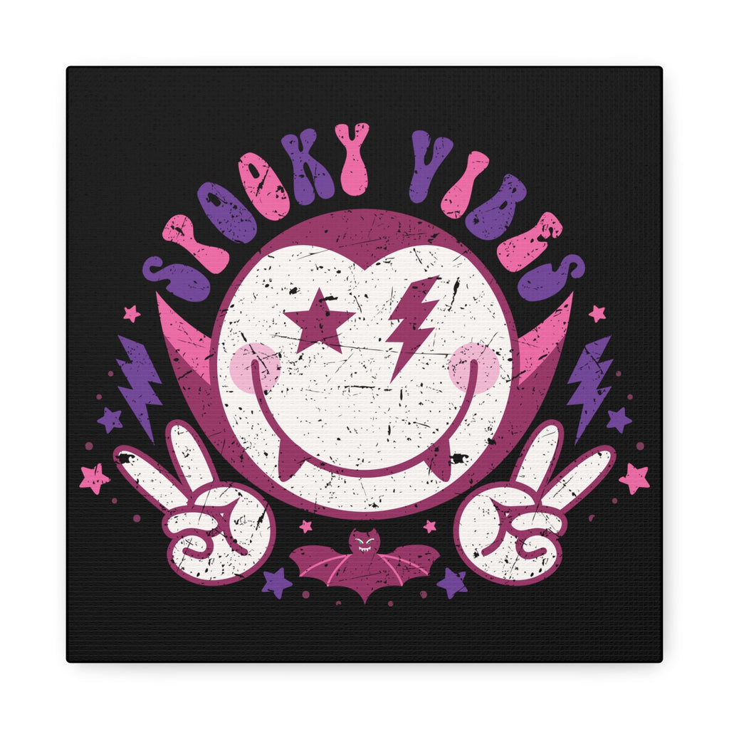 Spooky Vibes Distressed Style Halloween Print Canvas Gallery Wrap