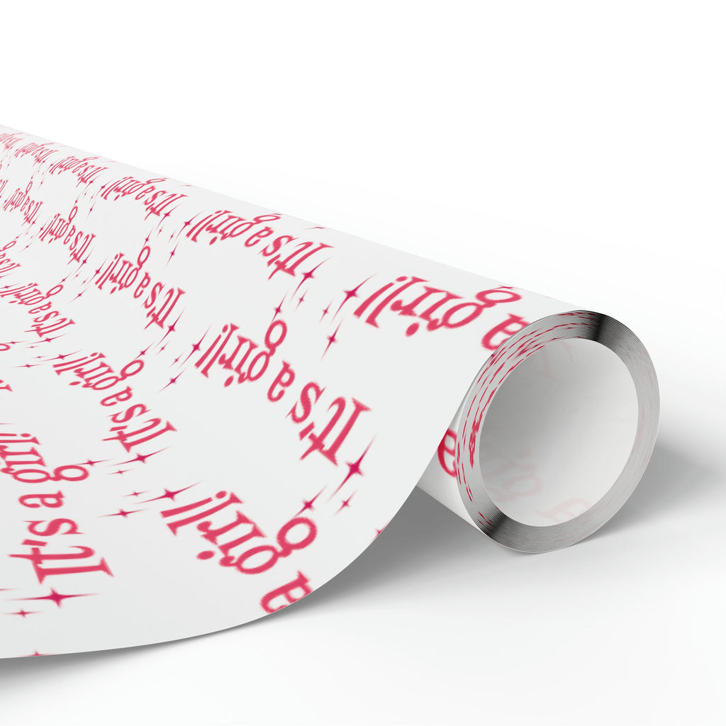 It's A Girl Starburst Atomic Retro Style Baby Shower Gift Wrap Paper - Glossy Or Matte
