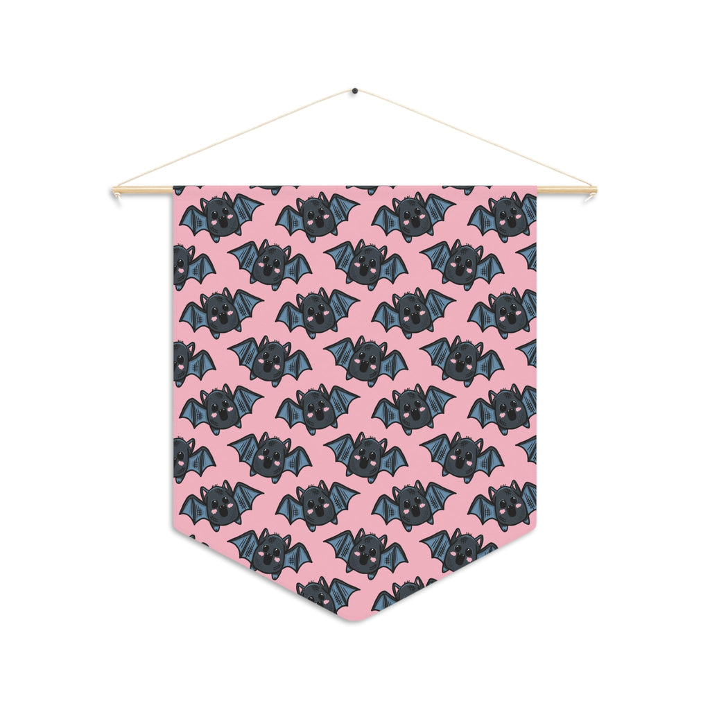 Cute Pink Bat Halloween Decor Print Wall Hanging Banner Flag