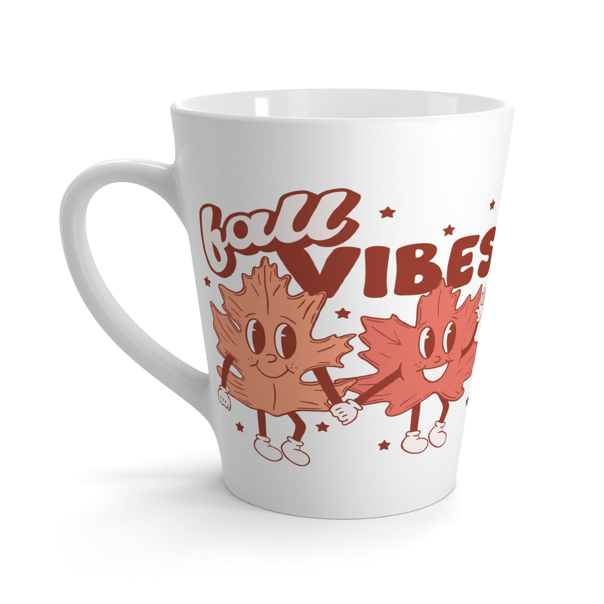 Fall Vibes Leaf Friends Retro Style Fall Autumn Print Latte Coffee Mug