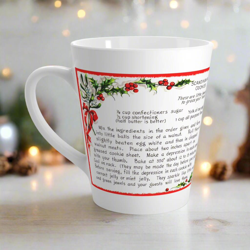 Scandinavian Cookies Vintage Christmas Recipe Latte Coffee Mug