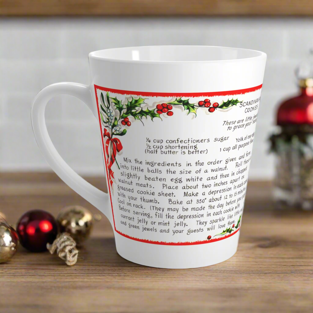 Scandinavian Cookies Vintage Christmas Recipe Latte Coffee Mug