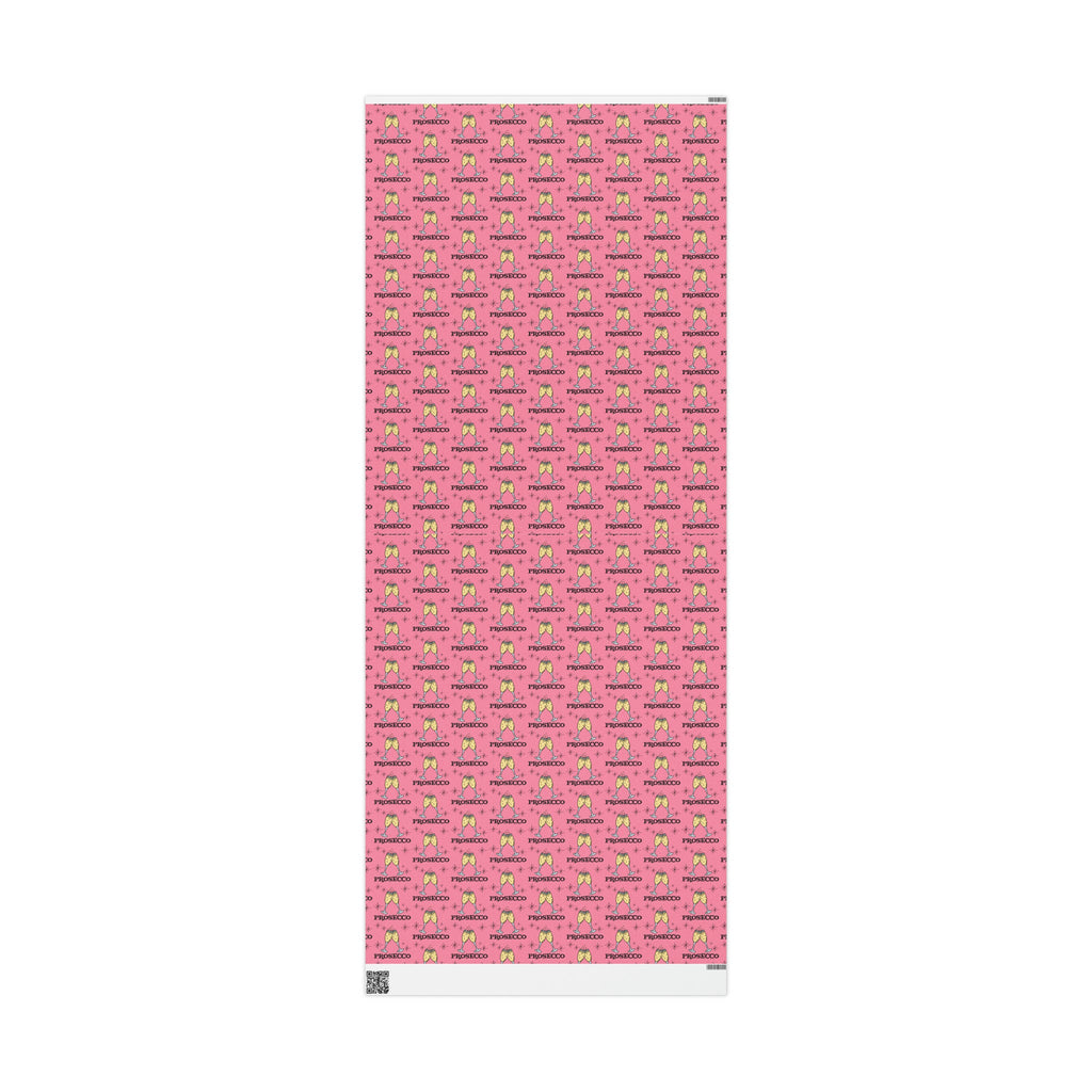 Prosecco Brunch Pink Atomic Retro Style Holiday Gift Wrap Paper - Glossy Or Matte