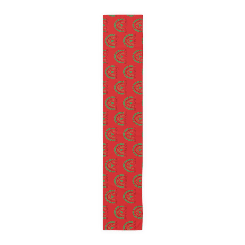 Happy Kwanzaa Boho Rainbow Red Print Cotton Poly Table Runner