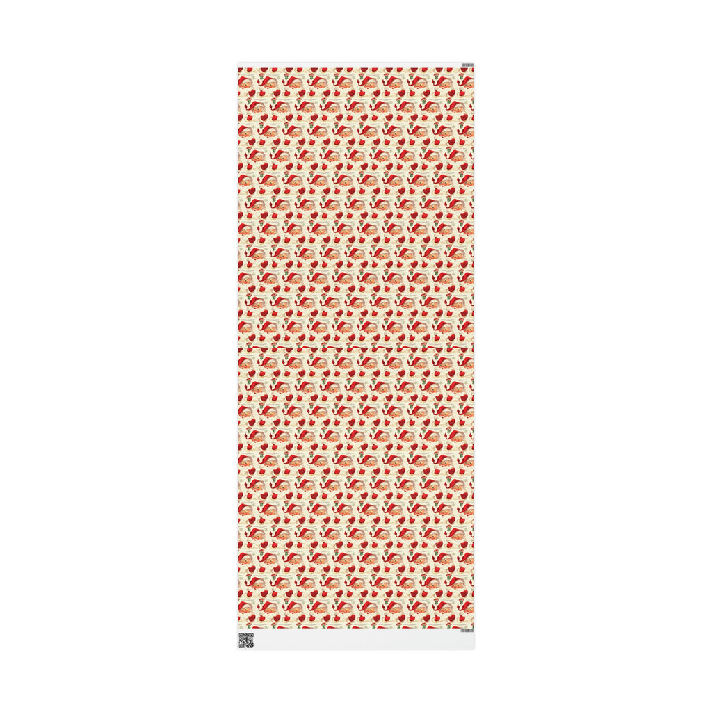 Merry Christmas Santa Under The Mistletoe Mid Century Retro Christmas Print Holiday Gift Wrap Paper - Glossy Or Matte