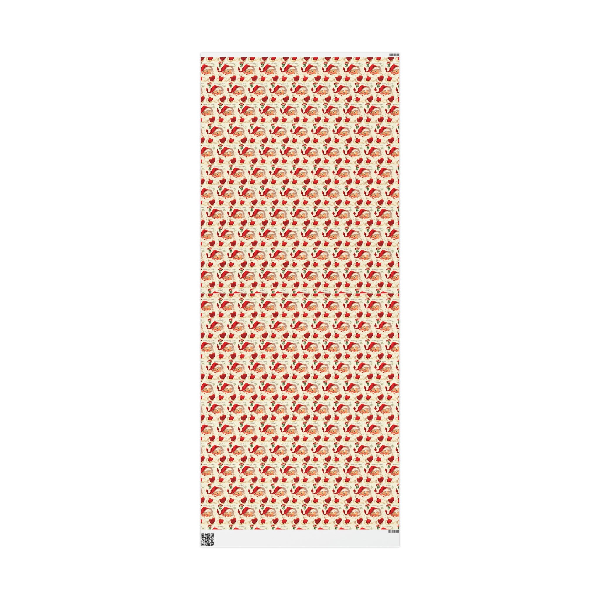 Merry Christmas Santa Under The Mistletoe Mid Century Retro Christmas Print Holiday Gift Wrap Paper - Glossy Or Matte