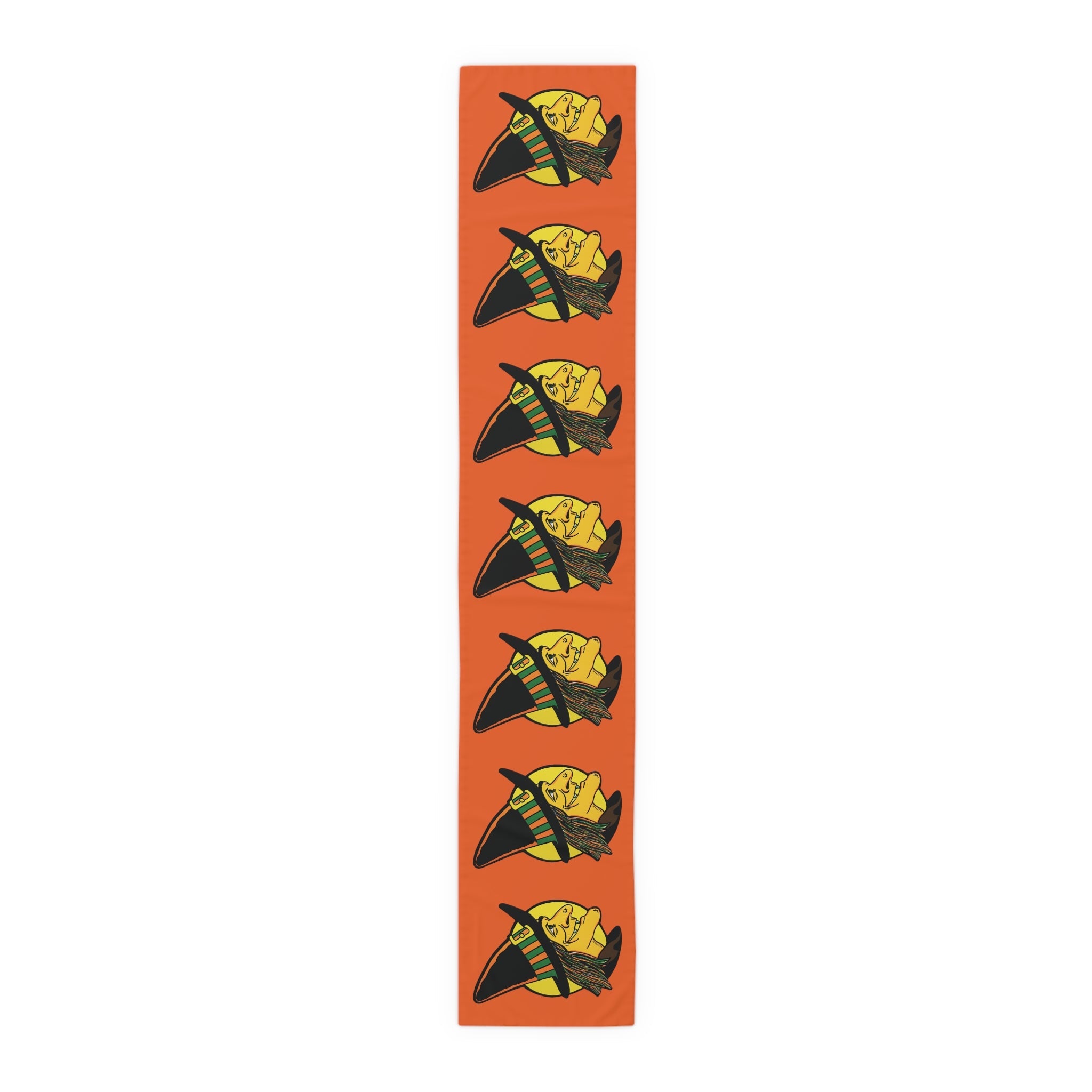Halloween Witch Retro Halloween Print Orange Cotton Table Runner