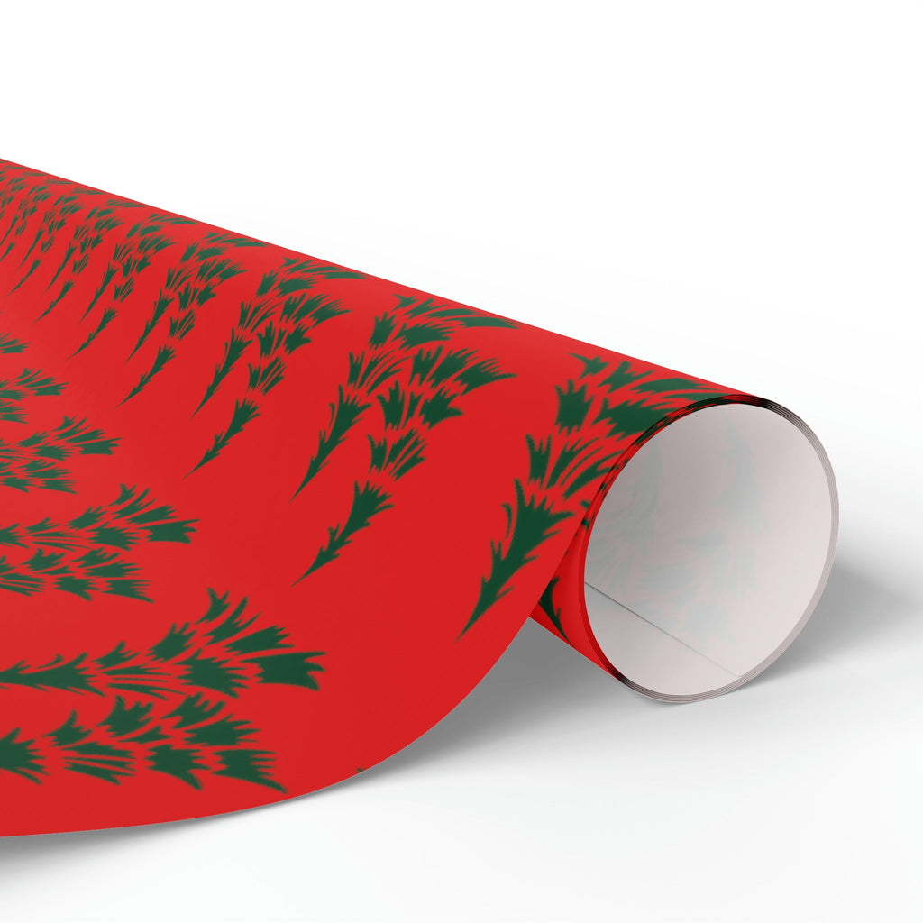 Retro Christmas Pine Trees Mid Century Retro Christmas Print Holiday Gift Wrap Paper - Glossy Or Matte