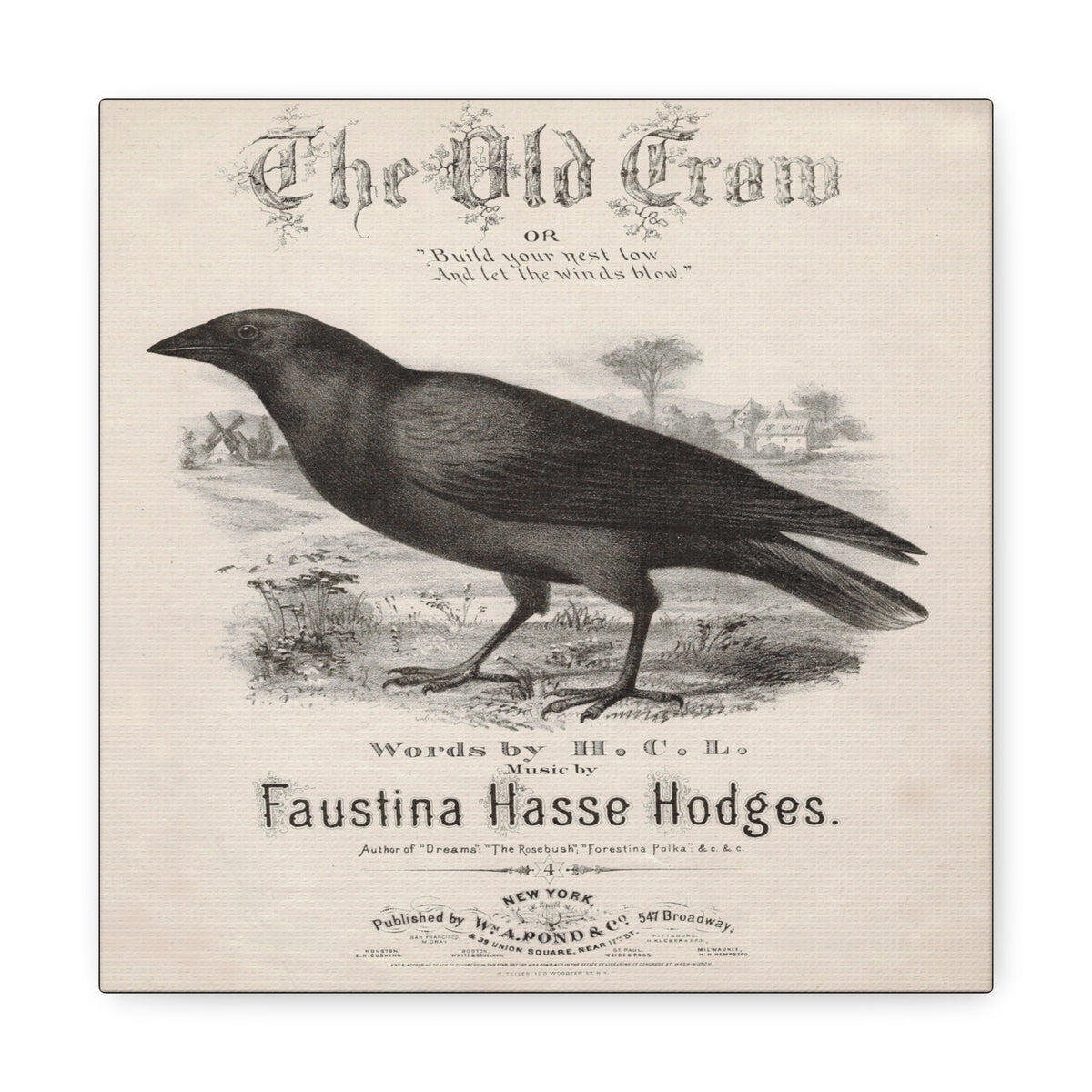 The Old Crow Retro Sheet Music Cover Print Canvas Gallery Wraps