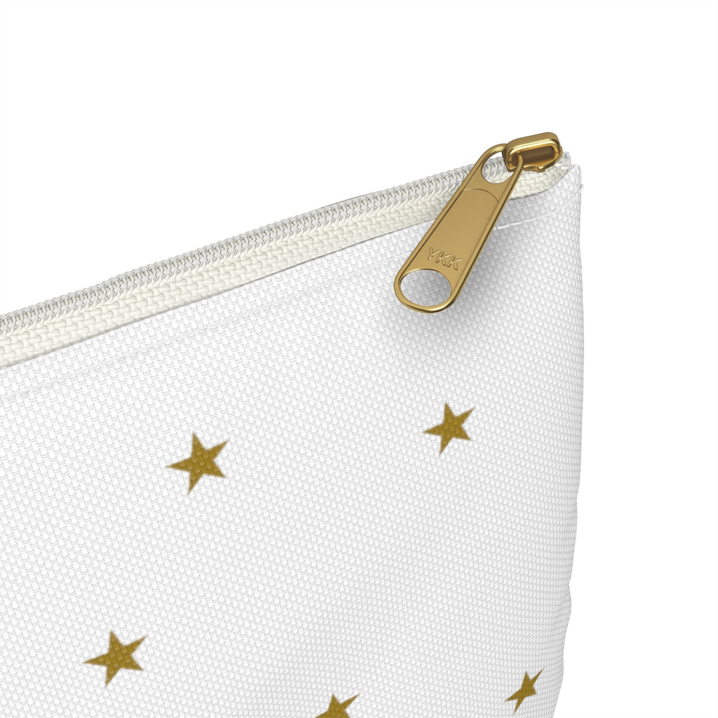 Reindeer Gold Stars Mid Century Retro Christmas Print Polyester Accessory Pouch Travel Bag