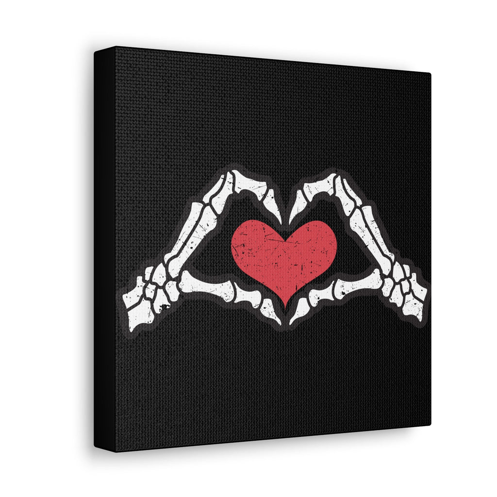Skeleton Heart Hands Distressed Style Print Canvas Gallery Wrap