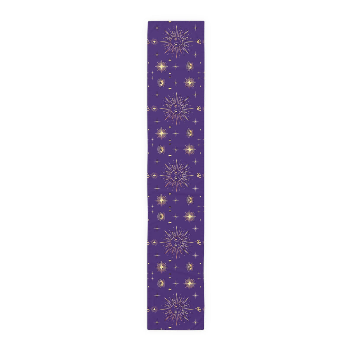 Celestial Gold Sun Stars Tarot Purple Cotton Poly Table Runner