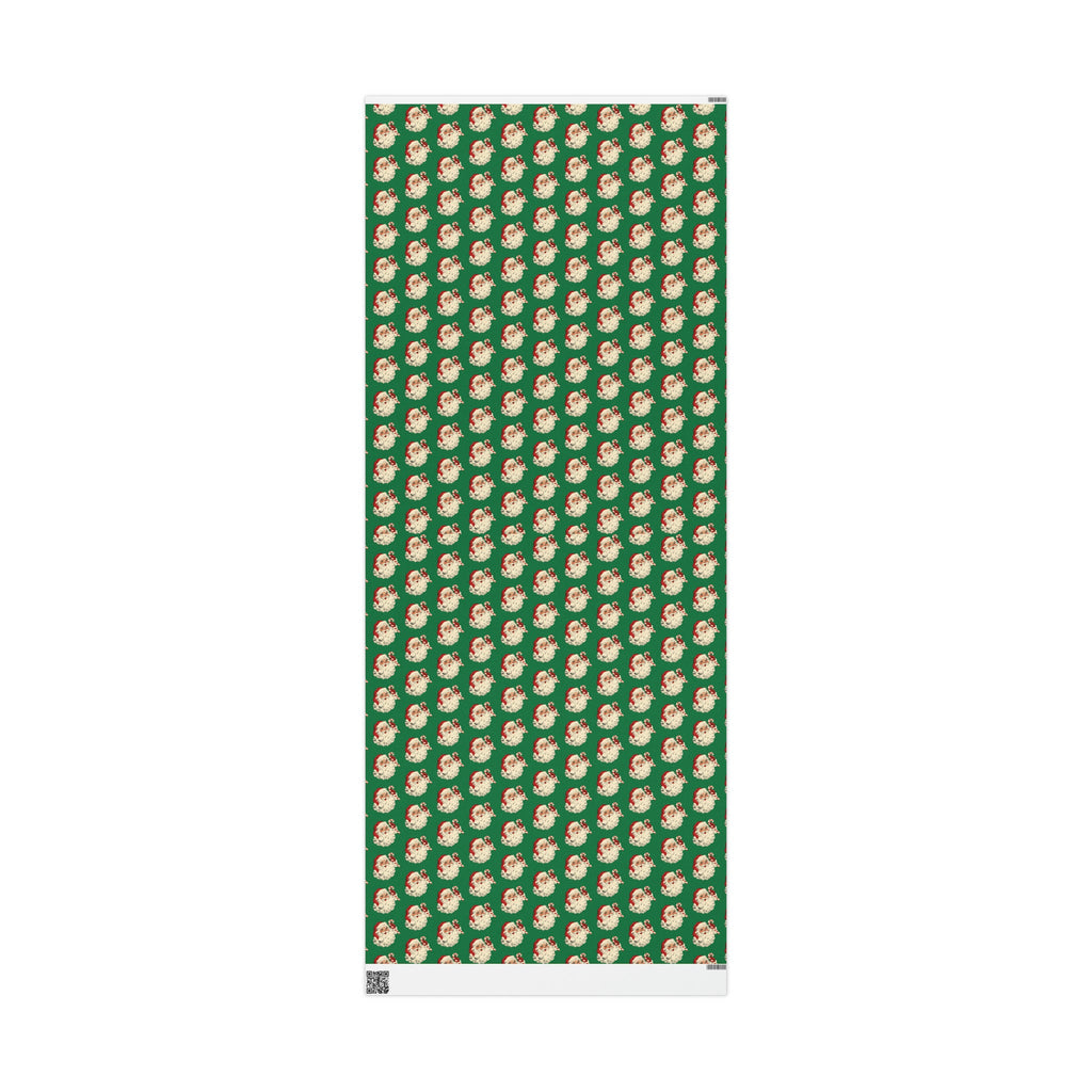 Santa With Candy Cane Mid Century Retro Christmas Print Holiday Gift Wrap Paper - Glossy Or Matte