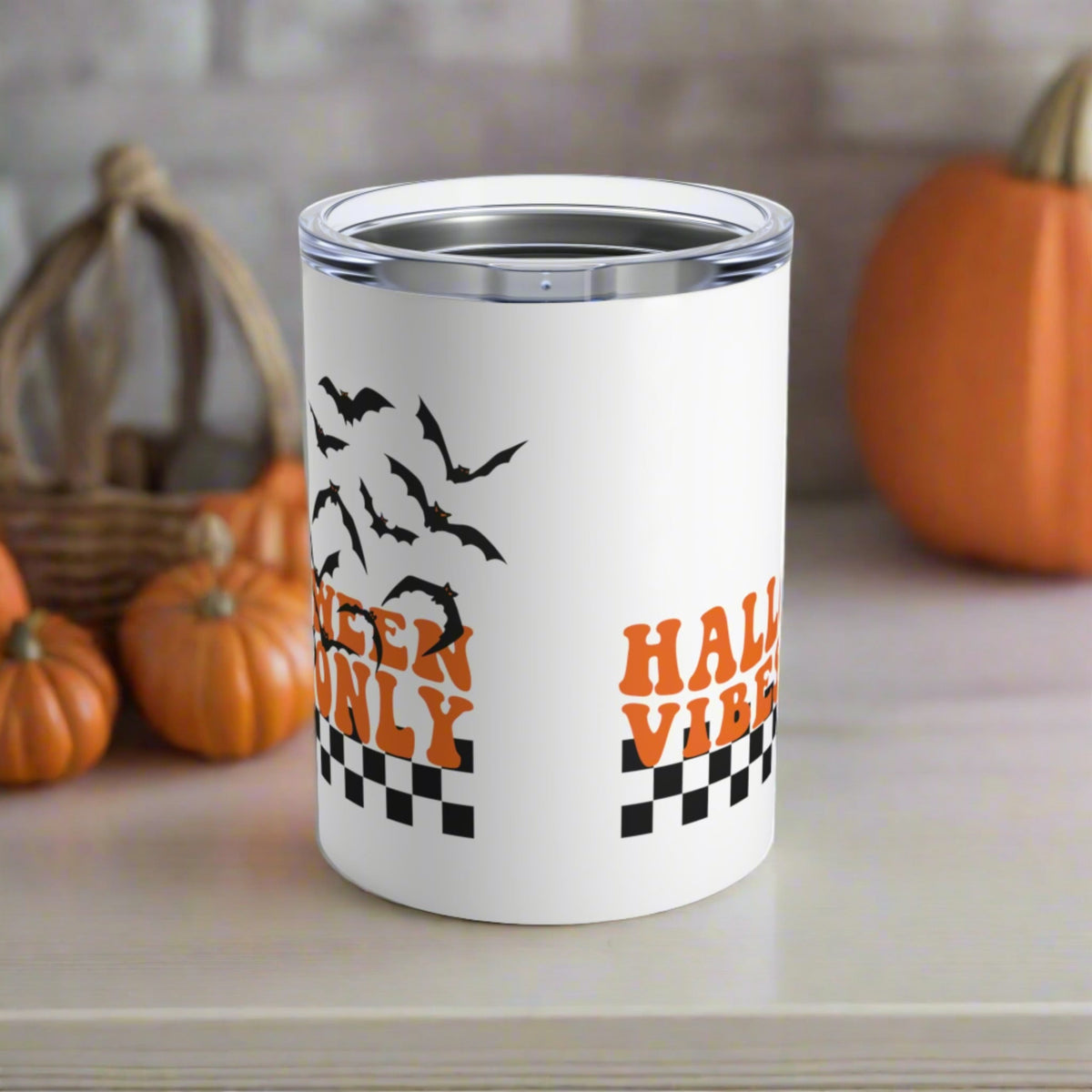 Halloween Vibes Only Bats Stainless Steel Travel Tumbler 10oz