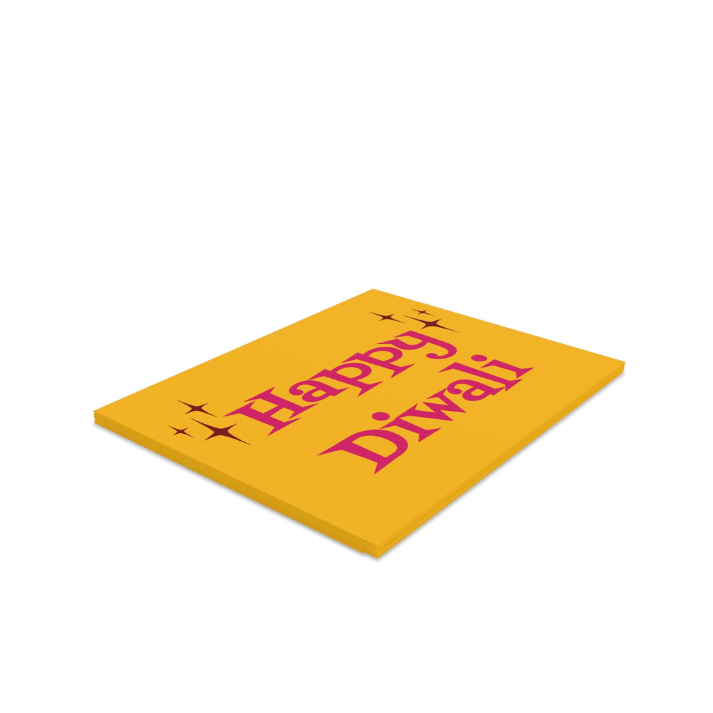 Happy Diwali Starburst Atomic Mid Century Retro Style Holiday Matte Greeting Cards (8, 16, and 24 pcs)