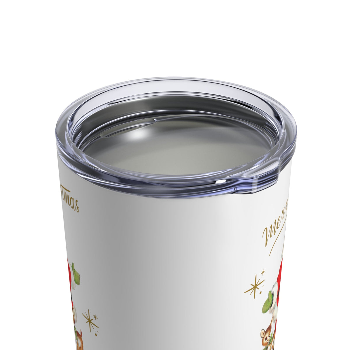 Merry Christmas Santa Reindeer Gold Stars Retro Christmas Print Stainless Steel Tumbler 10oz