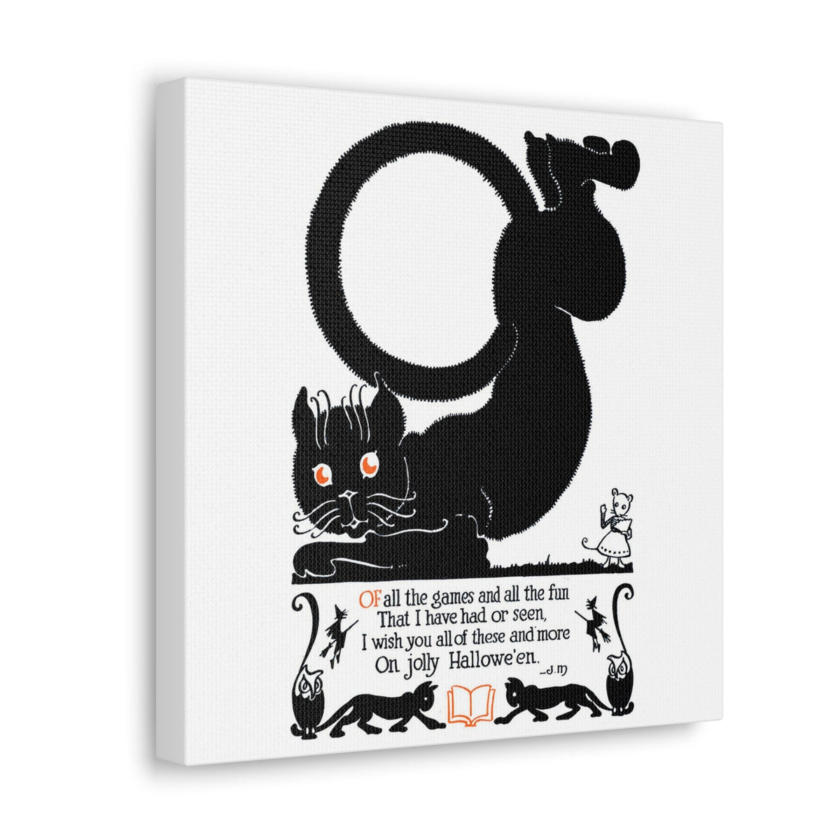 Black Cat Vintage Poem Retro Halloween Print Canvas Gallery Wraps