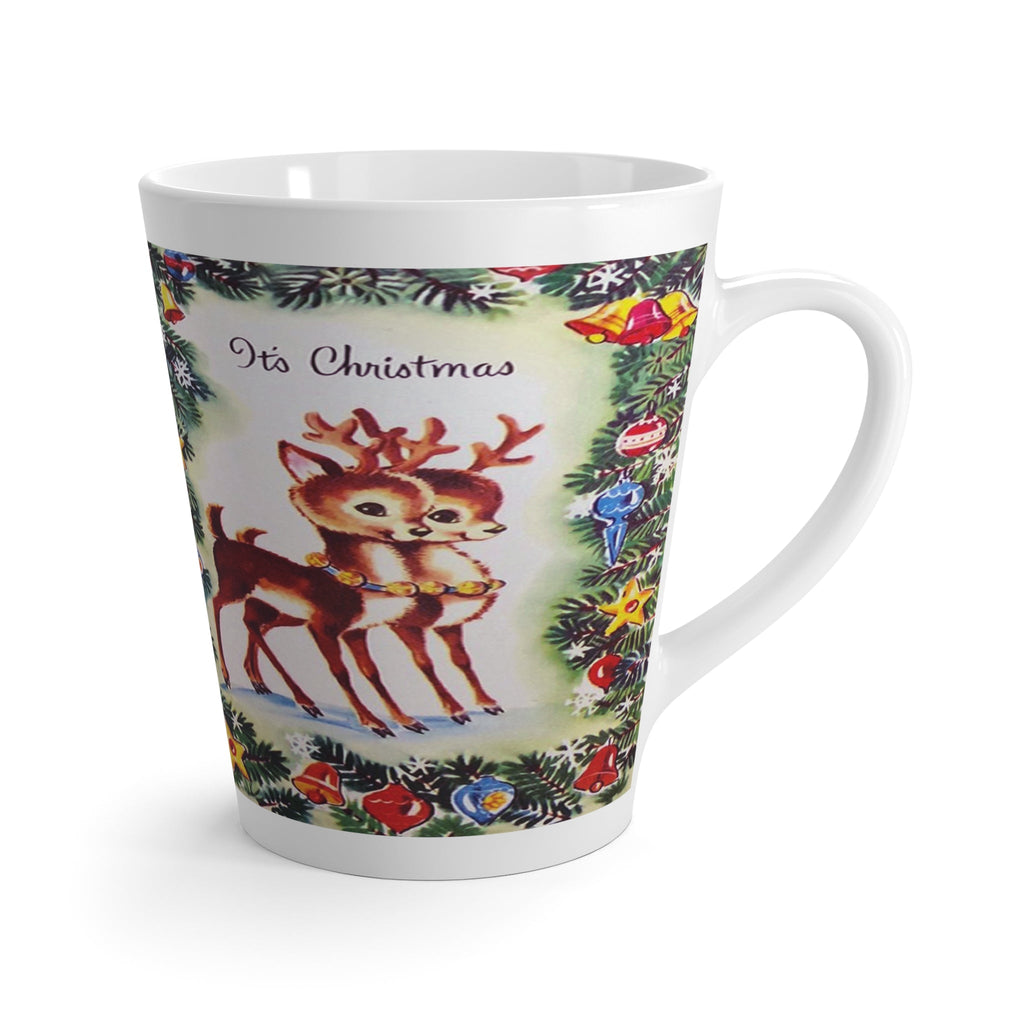 It's Christmas Cute Reindeer Mid Century Retro Christmas Print Latte Coffee Mug