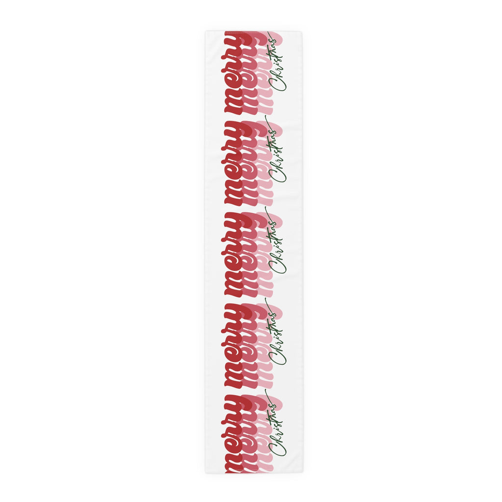 Merry Merry Merry Christmas Retro Style Christmas Print Home Decor Cotton Poly Table Runner