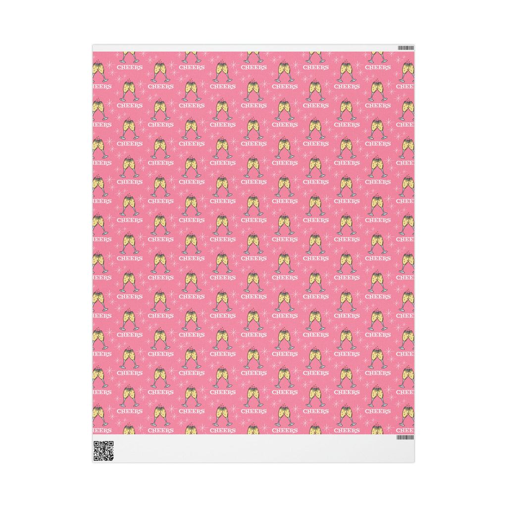 Cheers Champagne Pink Atomic Retro Style Congratulations Gift Wrap Paper - Glossy Or Matte