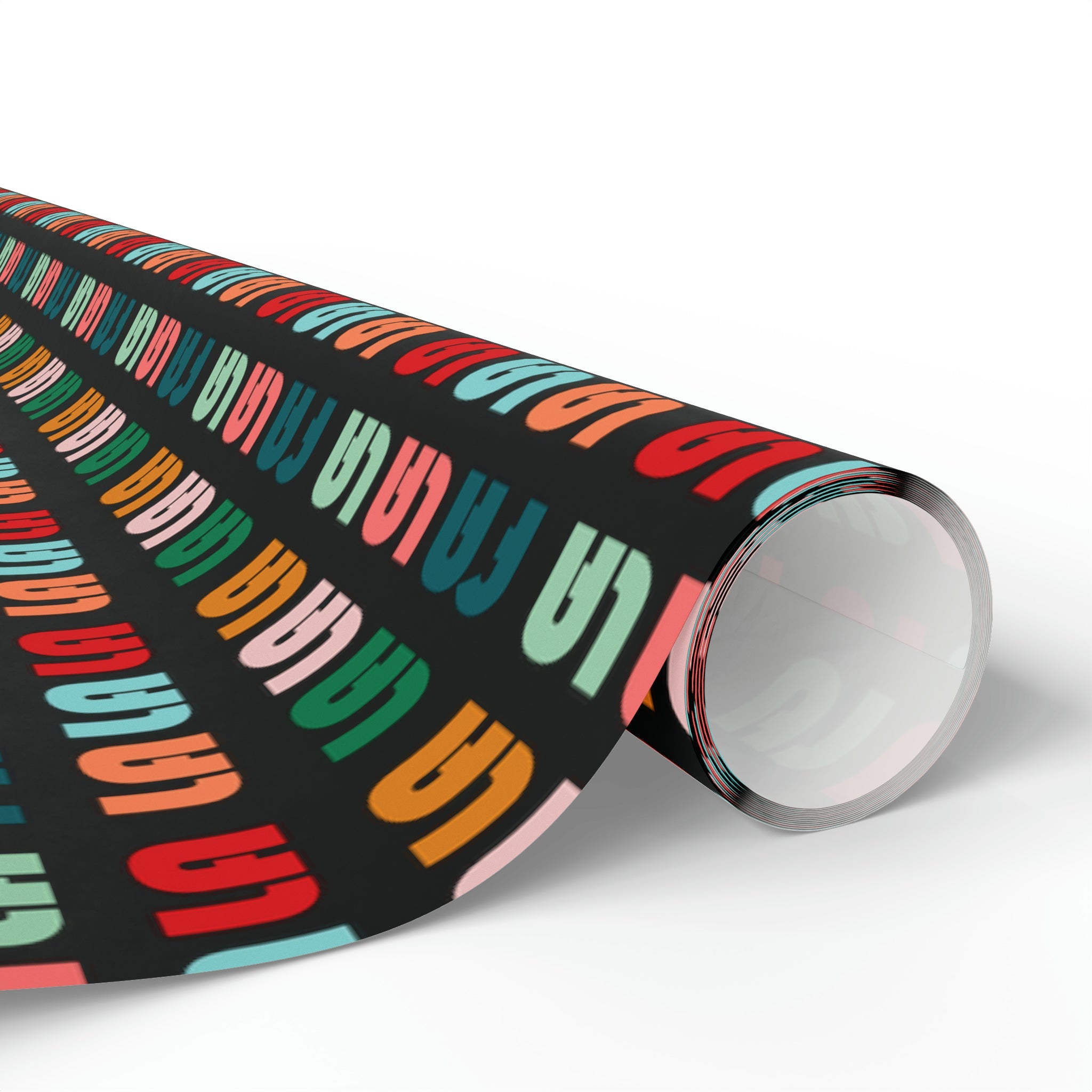 Fa La La La Black Retro Style Christmas Print Holiday Gift Wrap Paper - Glossy Or Matte