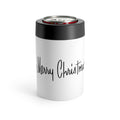 Merry Christmas Black And White Mid Century Retro Christmas Print Stainless Steel Can Holder