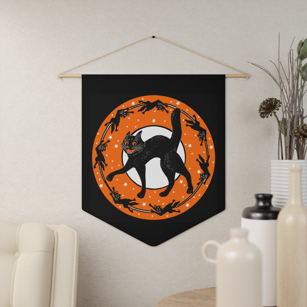 Black Cats Retro Halloween Print Decor Print Wall Hanging Banner Flag